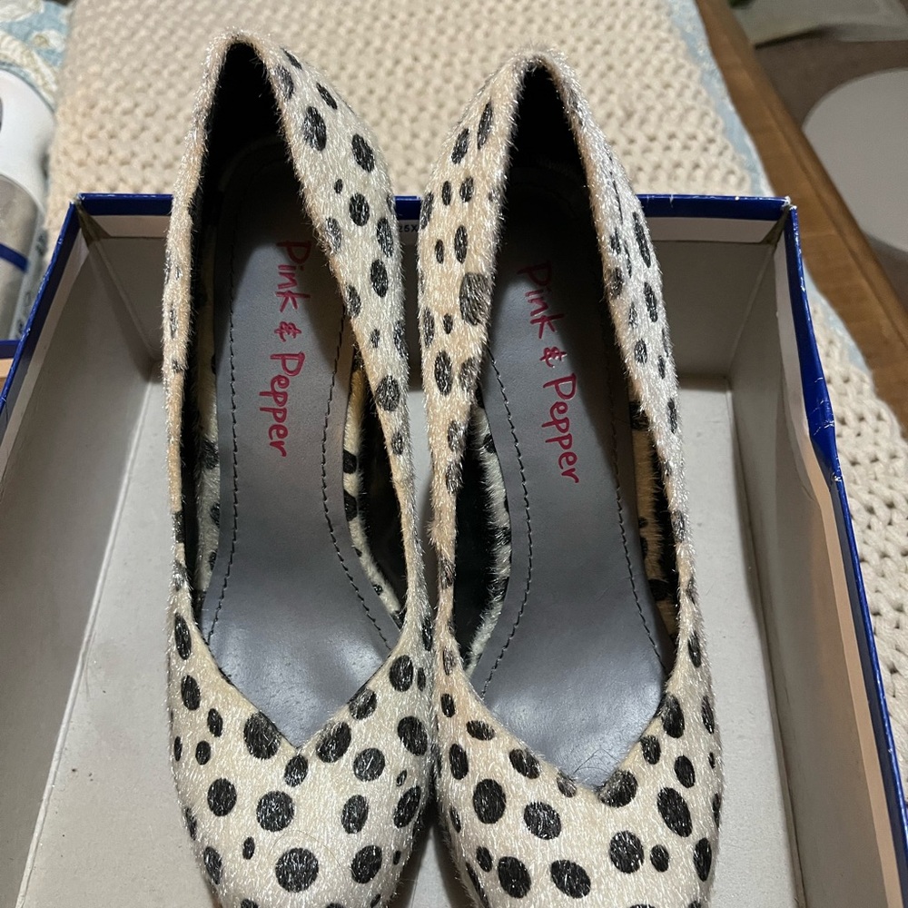 Pink & Pepper Polka Dot Heels